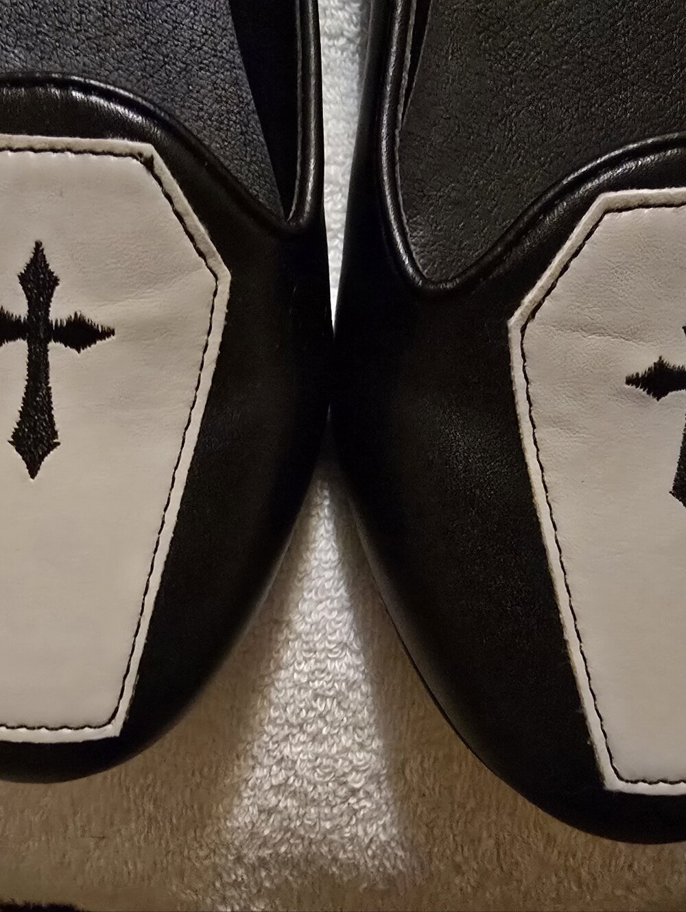 Strange Cvlt Lydia Coffin Flats Black Vegan Leather Cross Goth Size 8 NWOT - Picture 5 of 7